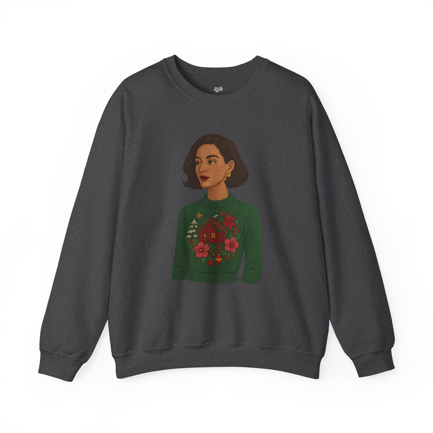 Cozy Holiday Floral Sweatshirt, Unisex Crewneck, Casual Gift, Winter Comfort, Christmas Apparel, Autumn Fashion, Everyday Style