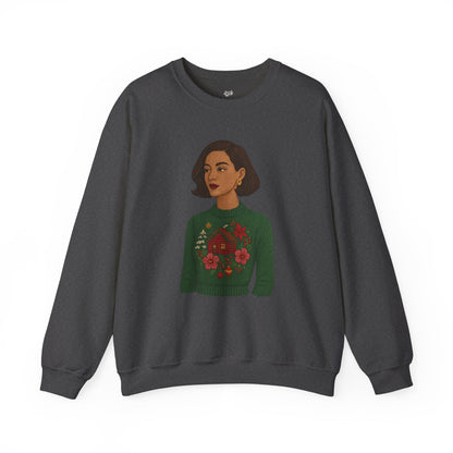 Cozy Holiday Floral Sweatshirt, Unisex Crewneck, Casual Gift, Winter Comfort, Christmas Apparel, Autumn Fashion, Everyday Style
