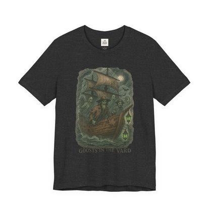 Haunted Ship Short Sleeve Tee - Spooky Halloween T-Shirt, Ghosts in the Yard Design, Unisex Shirt, Perfect for Trick or Treat, Ghost [...]