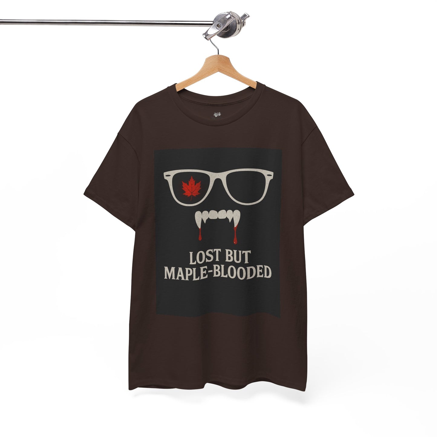 Unisex Heavy Cotton Tee with Vampire Design - Lost but Maple-Blooded Shirt for Halloween, Casual Wear, Gifts, Spooky Season, Unique Fashion