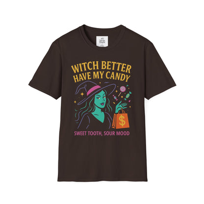 Witchy Candy T-Shirt, Halloween Apparel, Funny Halloween Shirt, Unisex Graphic Tee, Sweet Tooth Gift, Witch Costume Top