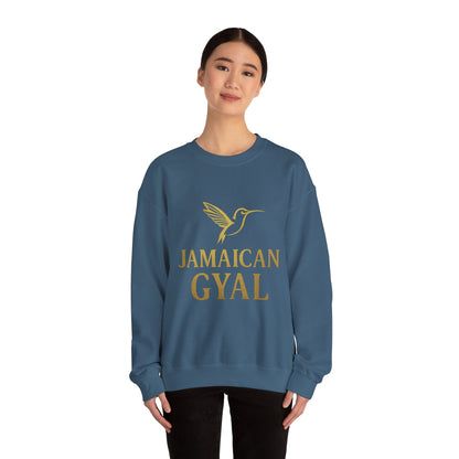 Jamaican Gyal Crewneck Sweatshirt — Gold Hummingbird Graphic