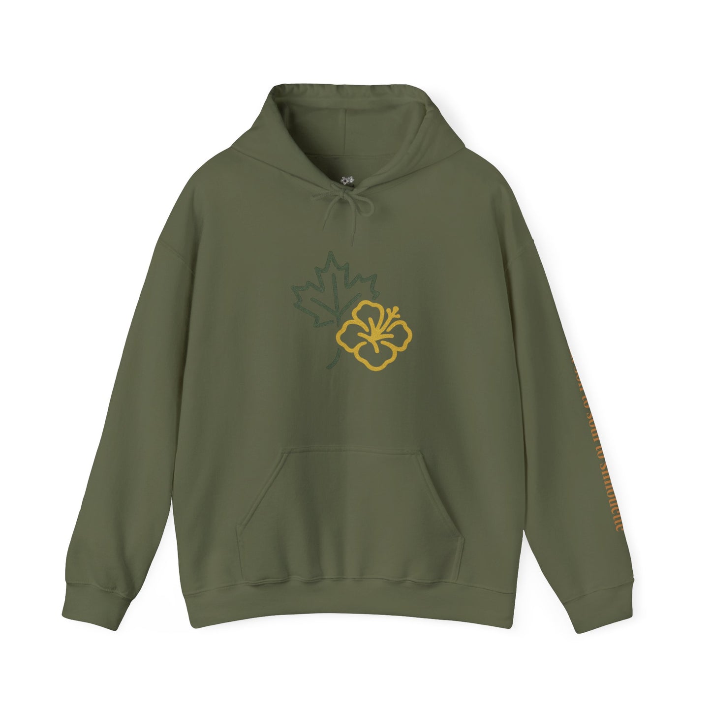 Maple Leaf & Hibiscus Hoodie, Cozy Fall Sweatshirt, Unisex Pullover for Nature Lovers, Perfect Gift for Thanksgiving, Unique Casual Wear