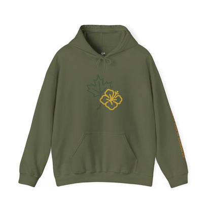 Maple Leaf & Hibiscus Hoodie, Cozy Fall Sweatshirt, Unisex Pullover for Nature Lovers, Perfect Gift for Thanksgiving, Unique Casual Wear