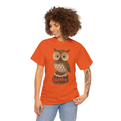 Halloween Owl Tee, Perfect for Fall Celebrations, Unisex Cotton Shirt, Cute Gift for Owl Lovers, Halloween Party Apparel, Fun Autumn Wear