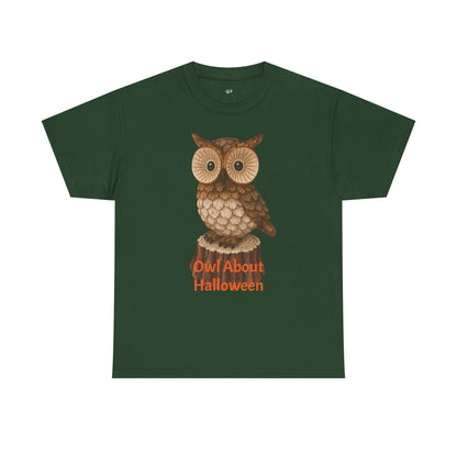 Halloween Owl Tee, Perfect for Fall Celebrations, Unisex Cotton Shirt, Cute Gift for Owl Lovers, Halloween Party Apparel, Fun Autumn Wear