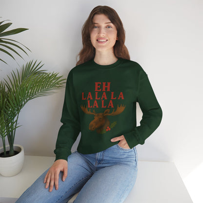 Festive Moose Sweatshirt with 'Eh La La La La La' Design, Cozy Holiday Apparel, Perfect for Christmas, Winter Parties, Gift Idea