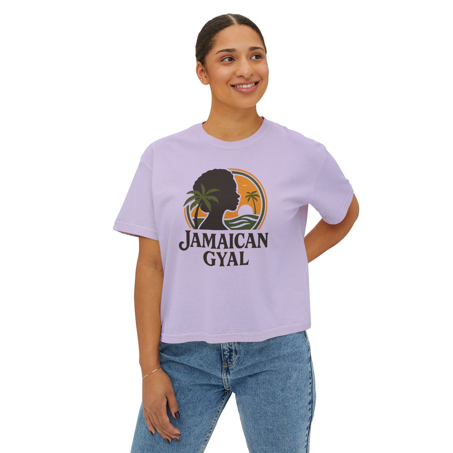 Jamaican Gyal Women's Boxy Tee - Retro Style T-Shirt, Casual Wear, Summer Top, Gift for Her, Vacation Essential