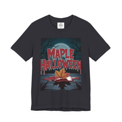 Maple Halloween Tee - Spooky Unisex Jersey Short Sleeve T-Shirt for Autumn Celebrations, Halloween Parties, Fall Fashion, Unique Gift