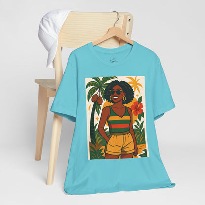 Tropical Graphic Tee for Summer Vibes, Beach Wear, Vacation Style, Graphic T-Shirt for Women, Summer Gift, Casual Outfit