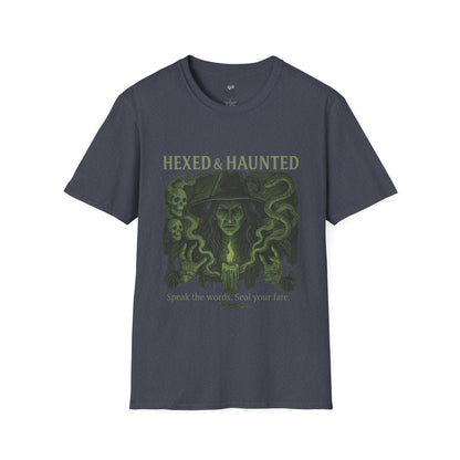 Hexed & Haunted Unisex Softstyle T-Shirt | Witchy Graphic Tee, Halloween Shirt, Spooky Apparel, Unique Gift, Casual Wear