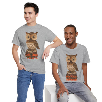 Halloween Owl Tee, Perfect for Fall Celebrations, Unisex Cotton Shirt, Cute Gift for Owl Lovers, Halloween Party Apparel, Fun Autumn Wear