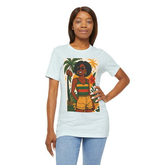 Tropical Graphic Tee for Summer Vibes, Beach Wear, Vacation Style, Graphic T-Shirt for Women, Summer Gift, Casual Outfit