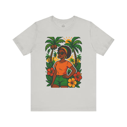 Tropical Vibe Tee, Summer Shirt, Vacation Outfit, Beach Lover Gift, Festival Wear, Floral Graphic T-Shirt