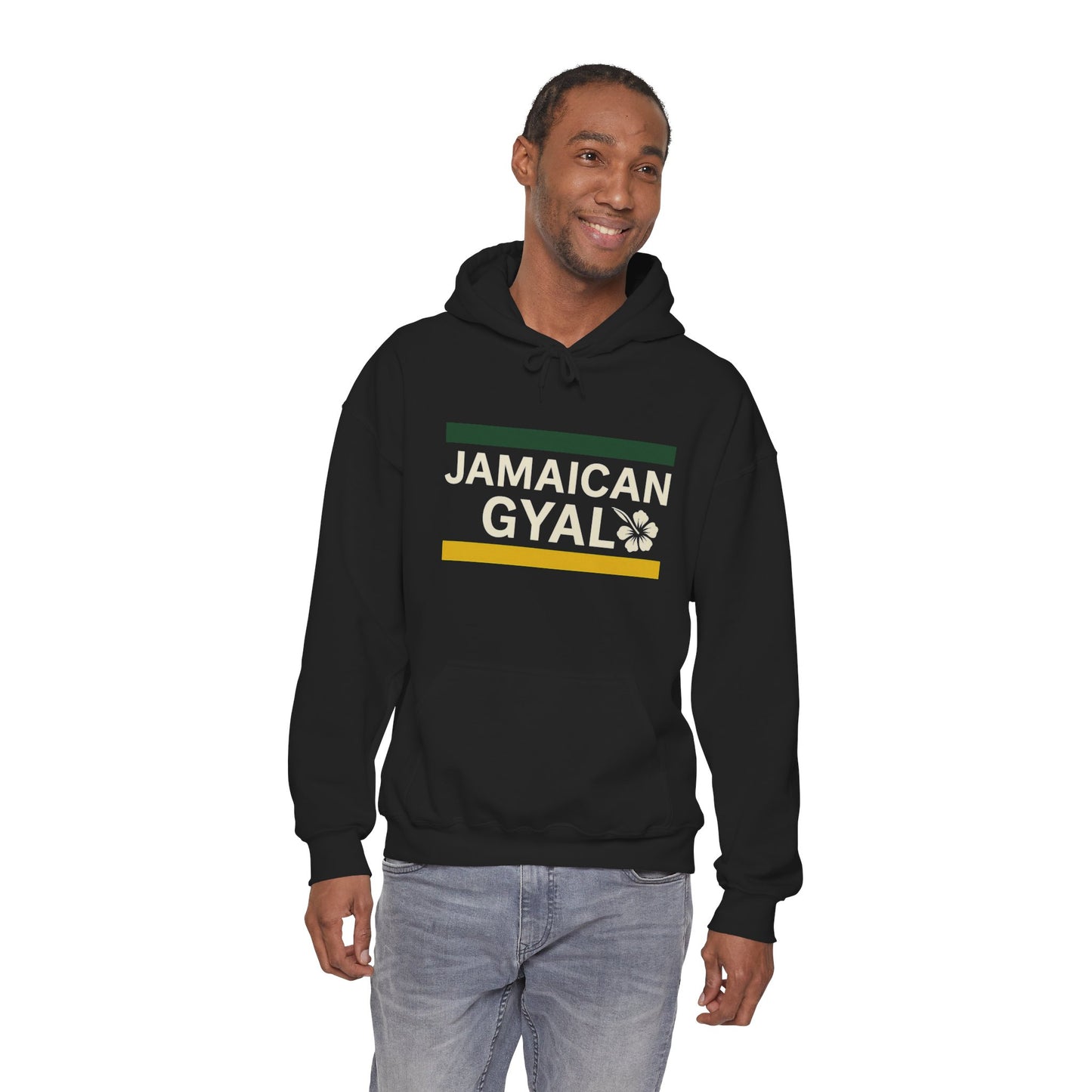 Jamaican Gyal Hoodie – Reggae Pride Pullover with Rastafarian Colors
