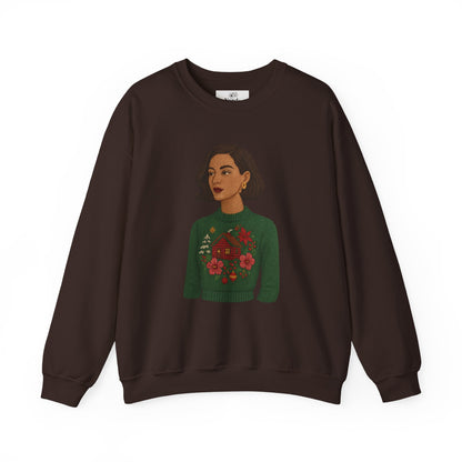 Cozy Holiday Floral Sweatshirt, Unisex Crewneck, Casual Gift, Winter Comfort, Christmas Apparel, Autumn Fashion, Everyday Style