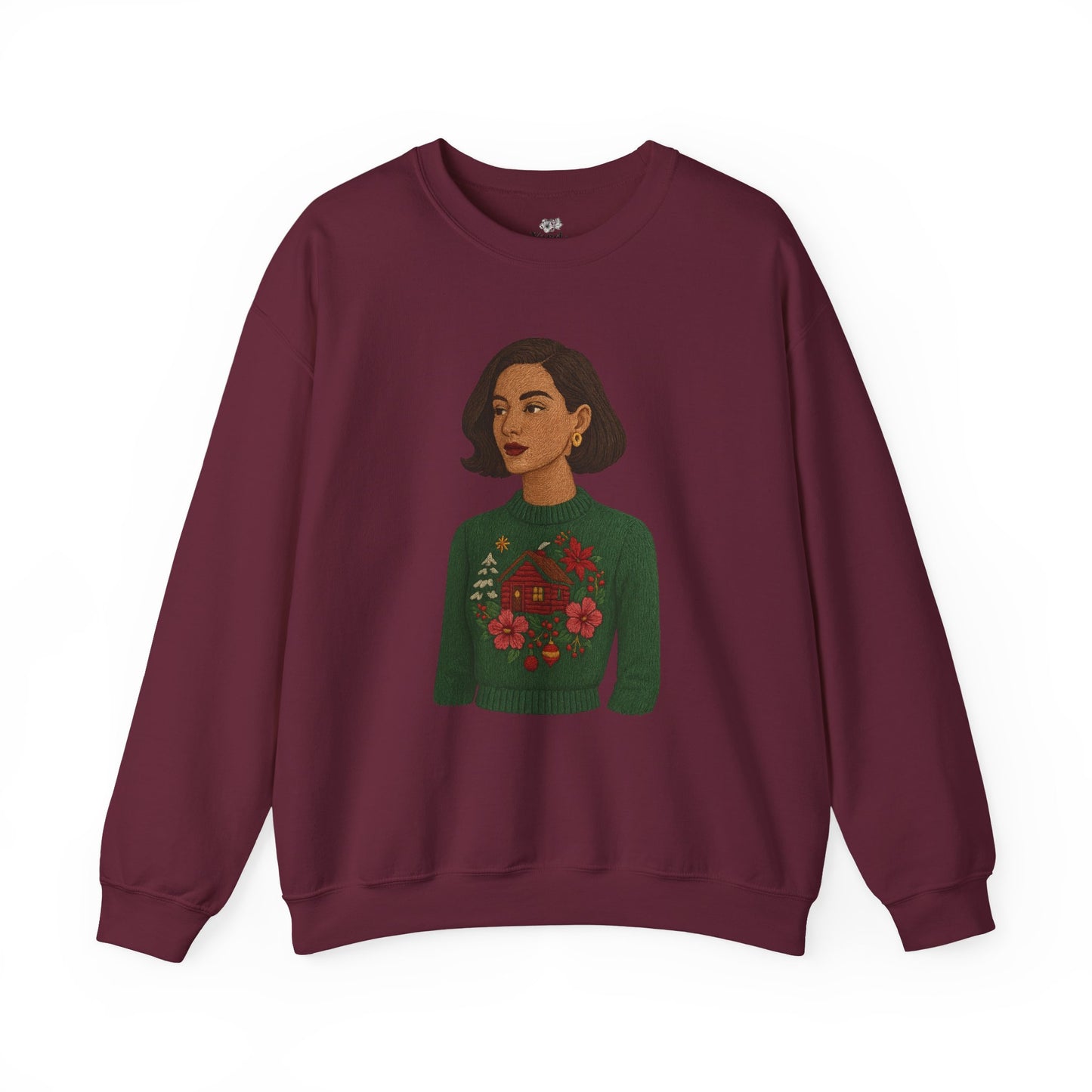 Cozy Holiday Floral Sweatshirt, Unisex Crewneck, Casual Gift, Winter Comfort, Christmas Apparel, Autumn Fashion, Everyday Style