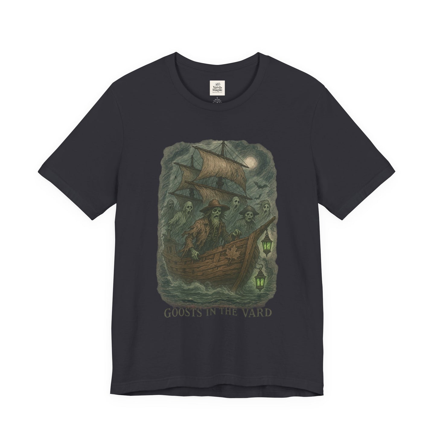 Haunted Ship Short Sleeve Tee - Spooky Halloween T-Shirt, Ghosts in the Yard Design, Unisex Shirt, Perfect for Trick or Treat, Ghost [...]