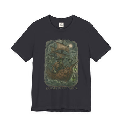 Haunted Ship Short Sleeve Tee - Spooky Halloween T-Shirt, Ghosts in the Yard Design, Unisex Shirt, Perfect for Trick or Treat, Ghost [...]