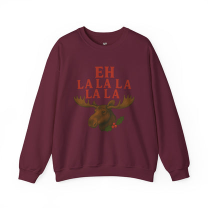 Festive Moose Sweatshirt with 'Eh La La La La La' Design, Cozy Holiday Apparel, Perfect for Christmas, Winter Parties, Gift Idea