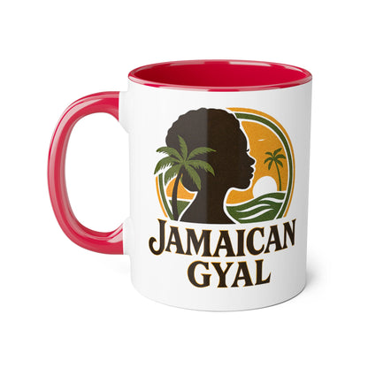Jamaican Gyal Accent Mug, 11oz Coffee Cup, African Heritage Gift, Tropical Drinkware, Caribbean Inspiration, Black Woman Art