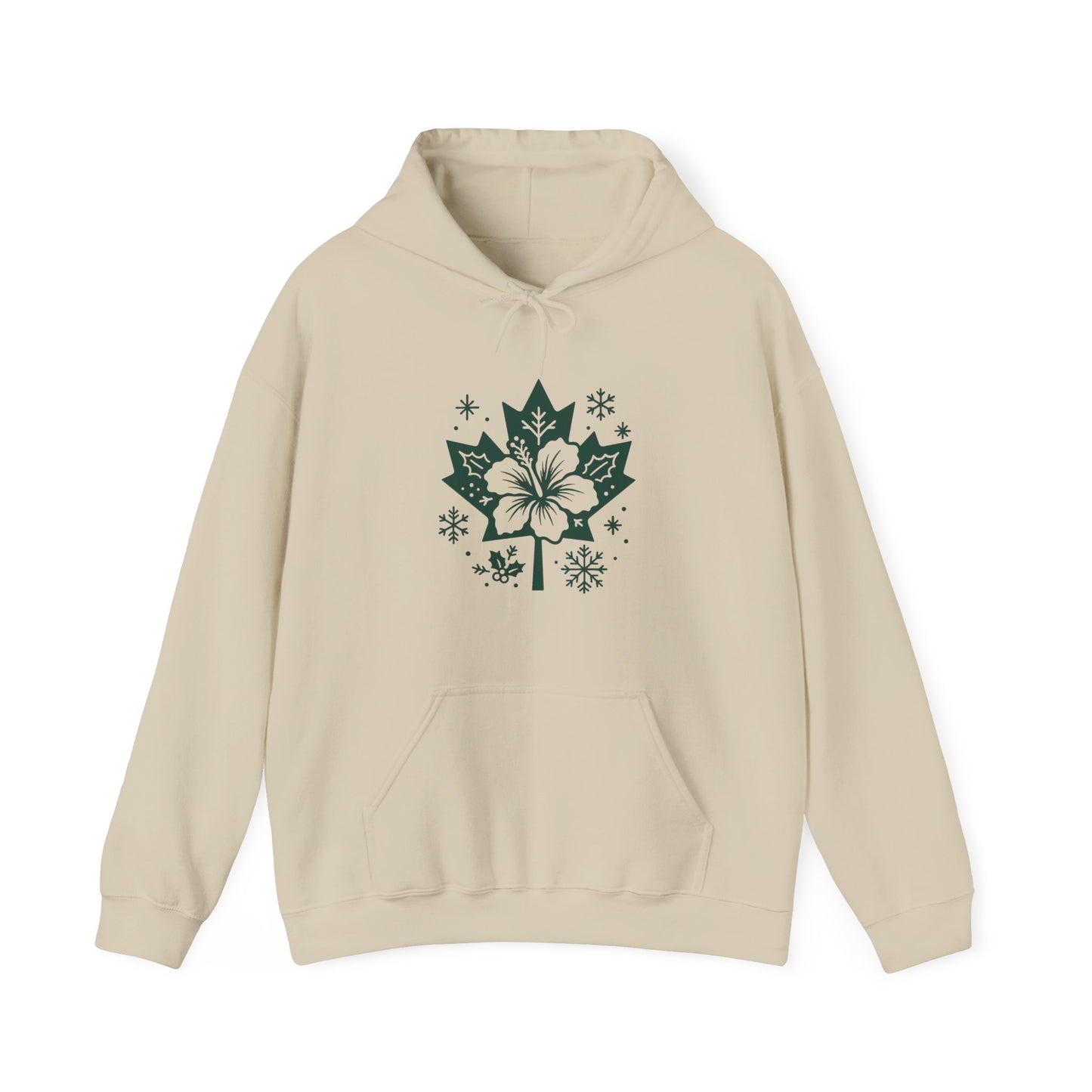 Maple Leaf Poinsettia Hoodie — Winter Floral Holiday Sweatshirt