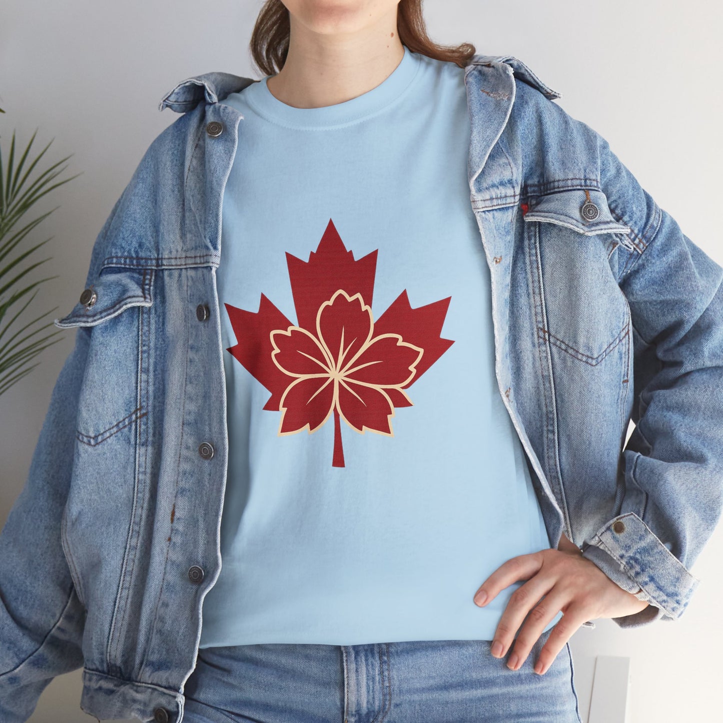 Maple Sakura Tee — Canadian Maple Leaf with Cherry Blossom Graphic