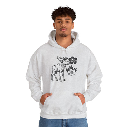 Moose Floral Hoodie — Nordic Moose and Wildflower Graphic Sweatshirt