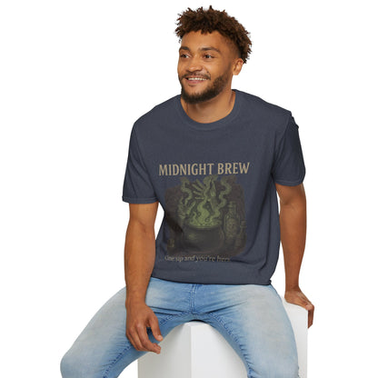 Midnight Brew Unisex T-Shirt, Witchy Tee, Halloween Apparel, Casual Wear, Fun Gift, Cozy Essentials