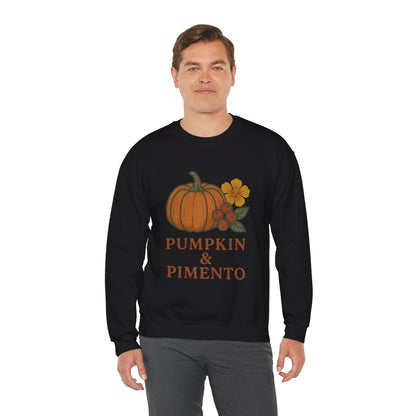 Pumpkin & Pimento Crewneck Sweatshirt, Cozy Fall Sweatshirt, Unisex Autumn Apparel, Thanksgiving Gift, Seasonal Fashion