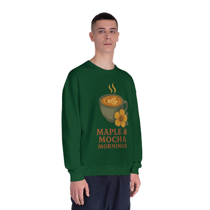 Cozy Coffee Sweatshirt - Maple & Mocha Mornings Unisex Crewneck, Warm Gift for Coffee Lovers, Casual Fall Fashion, Weekend Relaxation