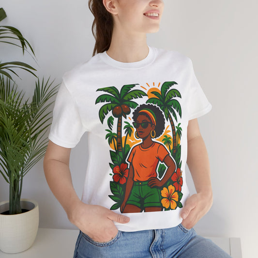 Tropical Vibe Tee, Summer Shirt, Vacation Outfit, Beach Lover Gift, Festival Wear, Floral Graphic T-Shirt