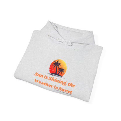 Sunshine Vibes Hoodie: Unisex Heavy Blend Sweatshirt with Tropical Design, Perfect for Summer, Beach Days, Casual Wear, Gifts