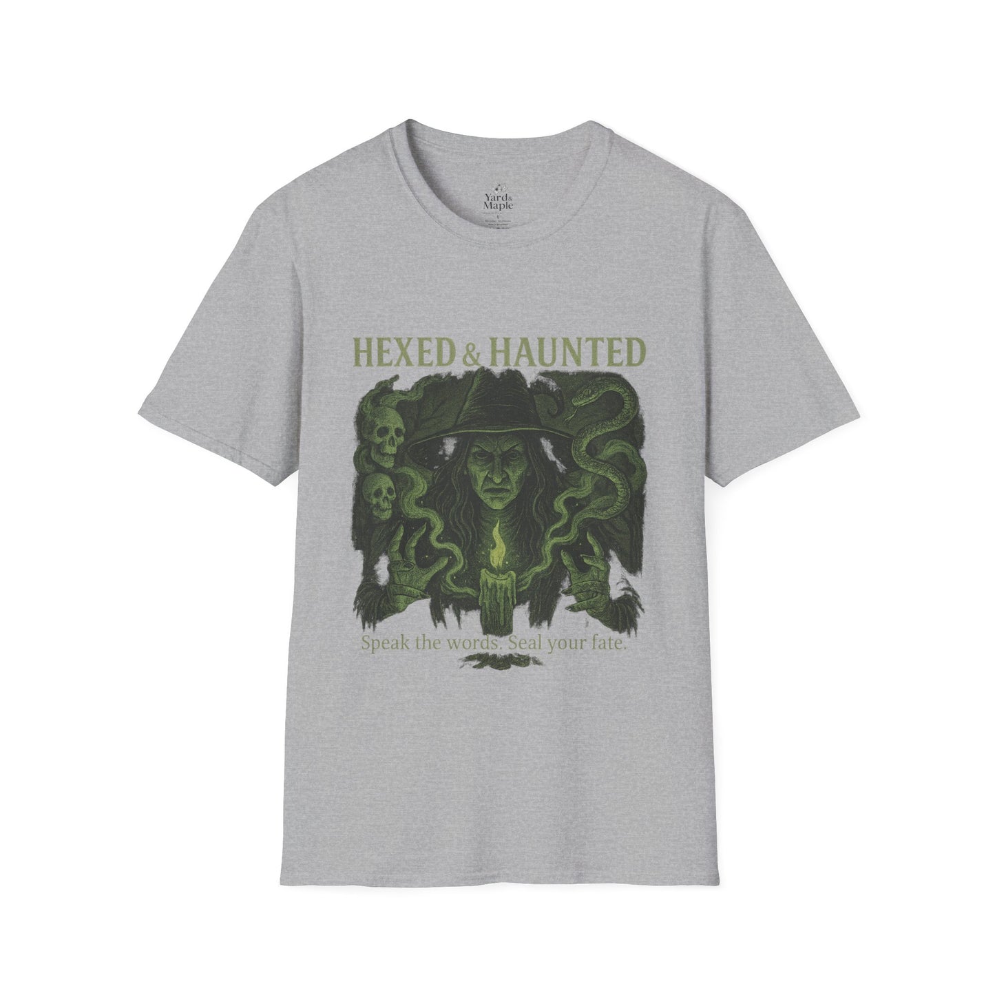 Hexed & Haunted Unisex Softstyle T-Shirt | Witchy Graphic Tee, Halloween Shirt, Spooky Apparel, Unique Gift, Casual Wear