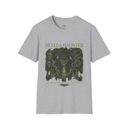 Hexed & Haunted Unisex Softstyle T-Shirt | Witchy Graphic Tee, Halloween Shirt, Spooky Apparel, Unique Gift, Casual Wear