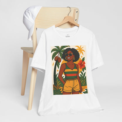 Tropical Graphic Tee for Summer Vibes, Beach Wear, Vacation Style, Graphic T-Shirt for Women, Summer Gift, Casual Outfit