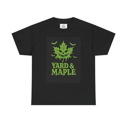 Halloween Themed Unisex Tee with Yard & Maple Design, Autumn Apparel, Fall T-Shirt, Spooky Graphic Tee, Unisex Halloween Shirt