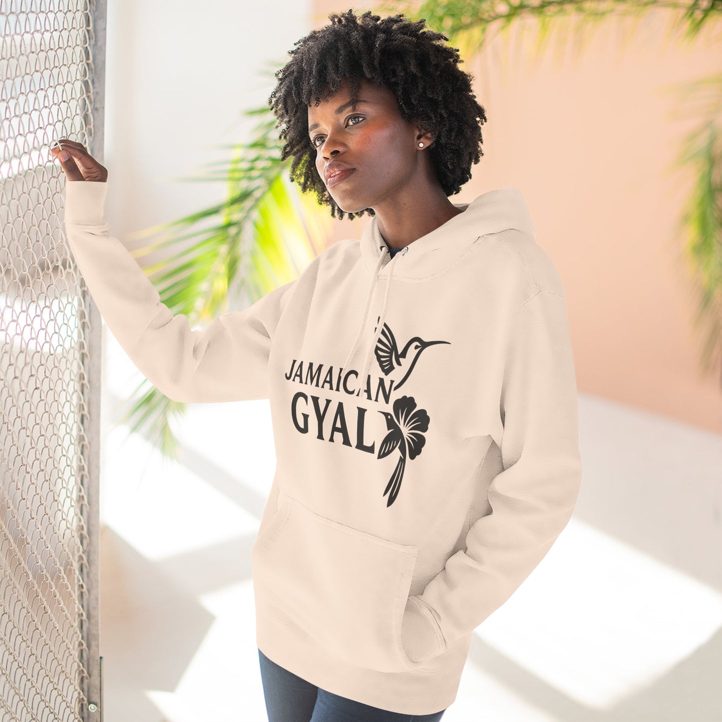 Jamaican Gyal Hoodie - Hummingbird & Hibiscus Graphic Pullover
