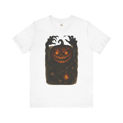 Halloween Pumpkin Tee, Unisex Jersey Short Sleeve Shirt, Fall Festival Apparel, Spooky T-Shirt, Trick or Treat Gift, Autumn Vibes