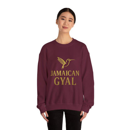 Jamaican Gyal Crewneck Sweatshirt — Gold Hummingbird Graphic