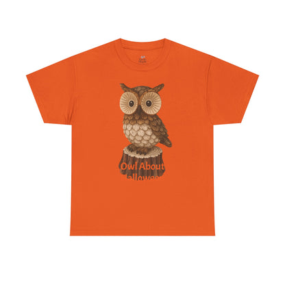 Halloween Owl Tee, Perfect for Fall Celebrations, Unisex Cotton Shirt, Cute Gift for Owl Lovers, Halloween Party Apparel, Fun Autumn Wear