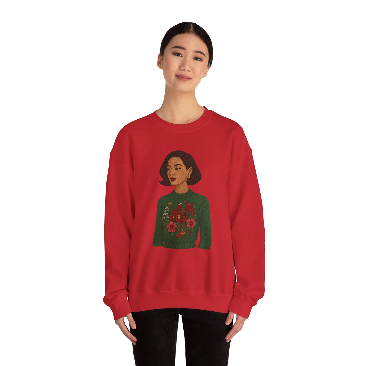 Cozy Holiday Floral Sweatshirt, Unisex Crewneck, Casual Gift, Winter Comfort, Christmas Apparel, Autumn Fashion, Everyday Style