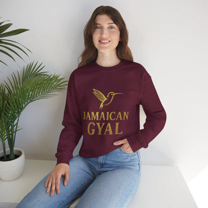 Jamaican Gyal Crewneck Sweatshirt — Gold Hummingbird Graphic
