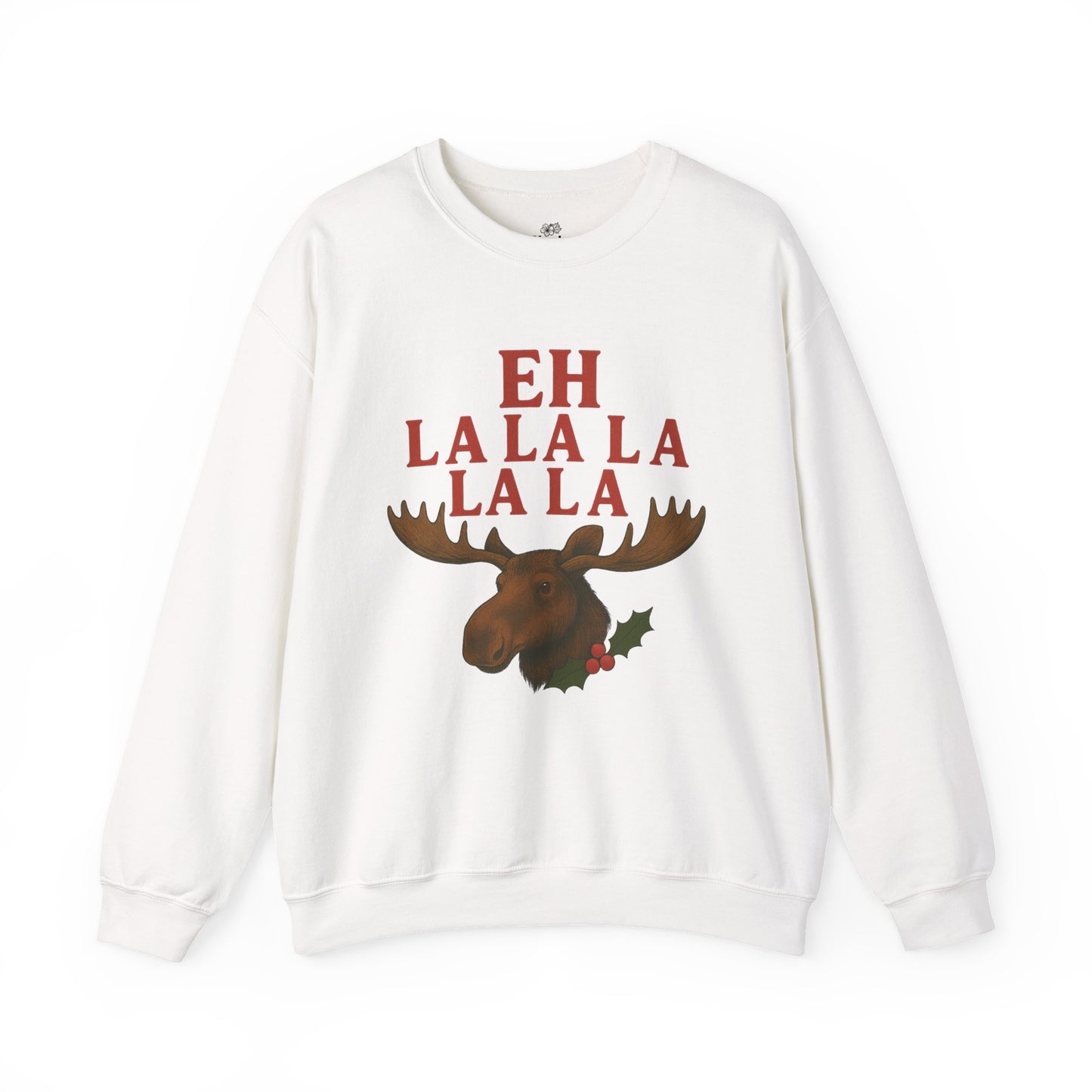 Festive Moose Sweatshirt with 'Eh La La La La La' Design, Cozy Holiday Apparel, Perfect for Christmas, Winter Parties, Gift Idea