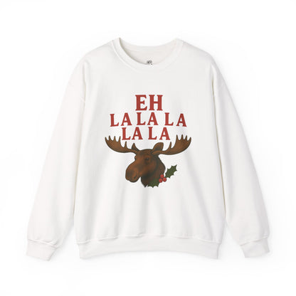 Festive Moose Sweatshirt with 'Eh La La La La La' Design, Cozy Holiday Apparel, Perfect for Christmas, Winter Parties, Gift Idea