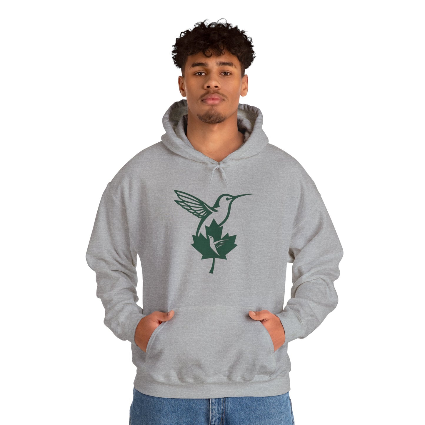 Hummingbird & Maple Leaf Hoodie — Nature-Inspired Cozy Pullover