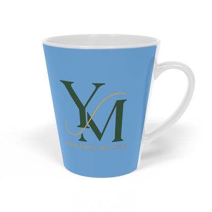 Personalized Elegant Coffee Latte Mug, Gift for Her, Custom Drinkware, Tea Cup, Morning Beverage, Blue Design