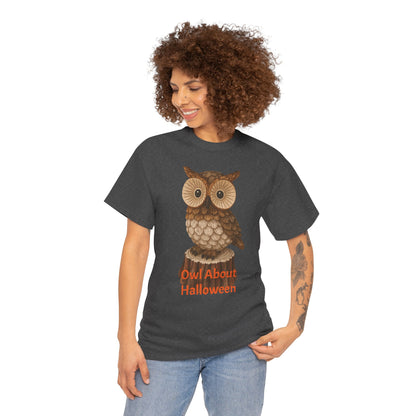 Halloween Owl Tee, Perfect for Fall Celebrations, Unisex Cotton Shirt, Cute Gift for Owl Lovers, Halloween Party Apparel, Fun Autumn Wear