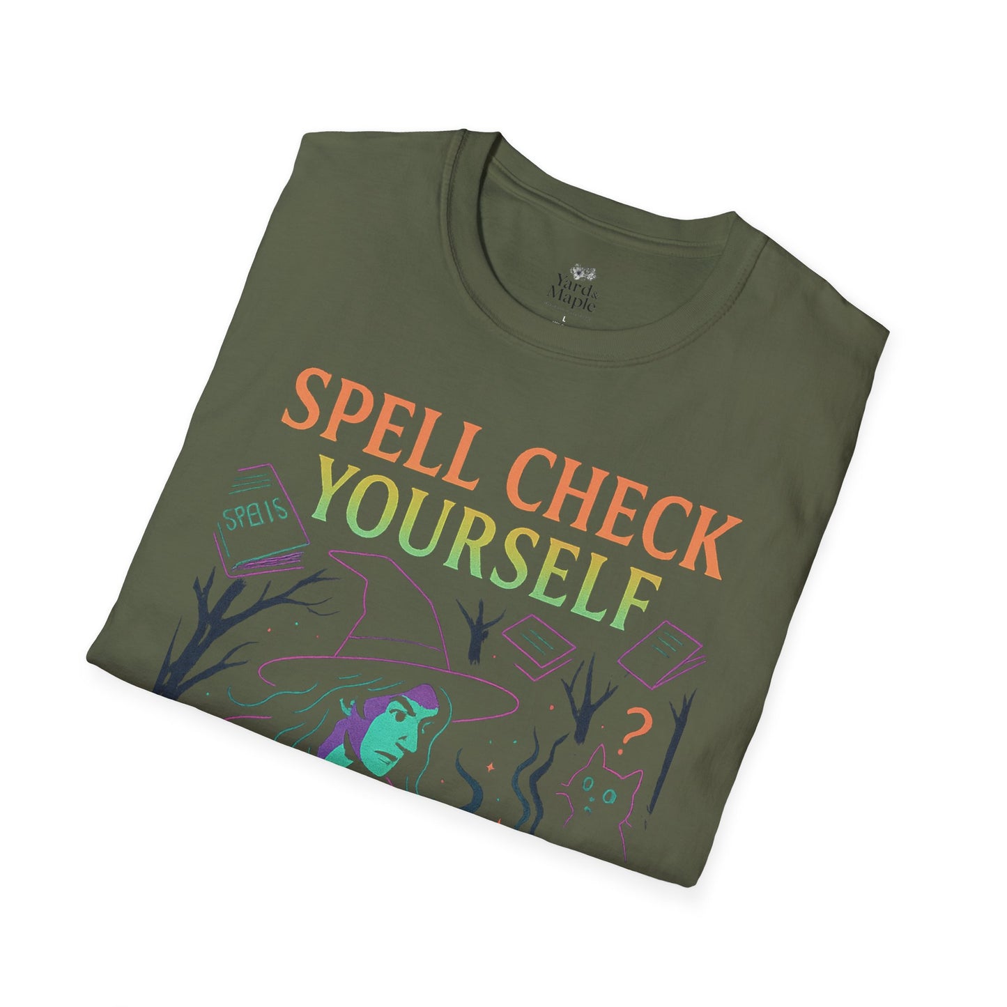 Spell Check Yourself Witchy T-Shirt, Fun Graphic Tee for Witch Lovers, Halloween Shirt, Cozy Casual Wear, Unisex Softstyle Tee