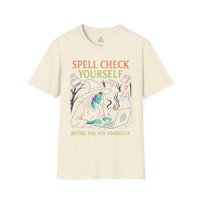 Spell Check Yourself Witchy T-Shirt, Fun Graphic Tee for Witch Lovers, Halloween Shirt, Cozy Casual Wear, Unisex Softstyle Tee